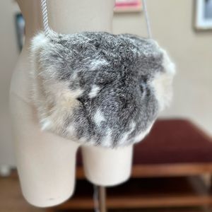 Vintage Rabbit Fur Hand Warmer Muff